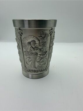 Vintage Singapore Pewter Souvenir Tumbler - Silver